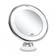 thumbnail image 1 of Espejo de maquillaje con lupa 10X de 7 pulgadas con luces, espejo de aumento con luz regulable para baño, potente ventosa, operado por USB, 1 of 5