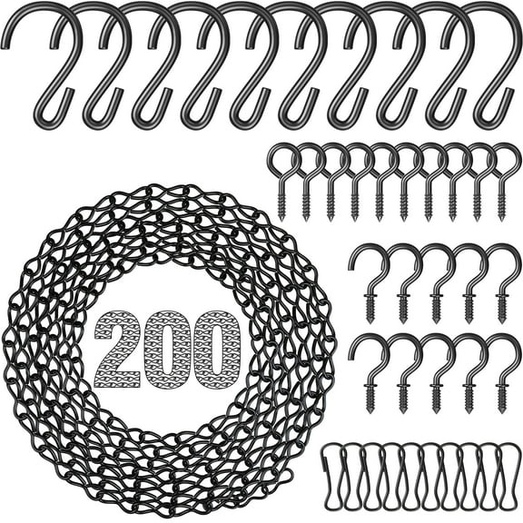 Genreen 200 Inch Heavy Duty Hanging Basket Chain Kit - Metal Plant Hanger Chains with 10 S Hooks for Lanterns, Photo Frames, Planters, Bird Feeders & Billboards