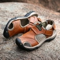 thumbnail image 3 of Lopsie Men's Outdoor Hiking Sandals Beach Sandals Leather Closed Toe Fisherman Sandal For Men, 3 of 7