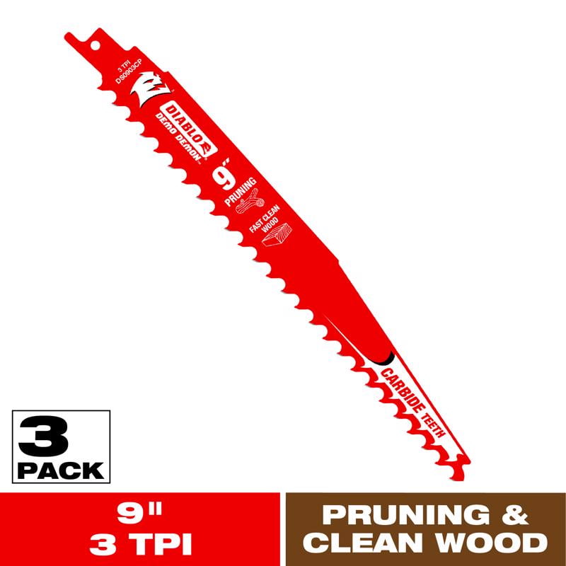 Diablo Demo Demon 9 in. Carbide Tipped Reciprocating Saw Blade 3 TPI 3 pk