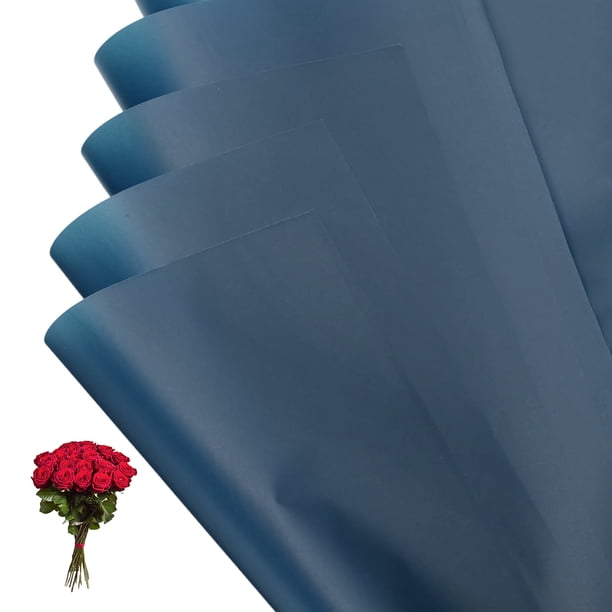 Papel de Envoltura de Regalo Uxcell, Papel de Ramo Impermeable de Color Sólido Azul 20 Hojas