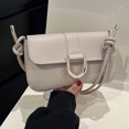 thumbnail image 1 of Bolsa De Axila Bolso de axila para mujer Bolso de compras simple de color sólido retro de cuero de PU (blanco), 1 of 8