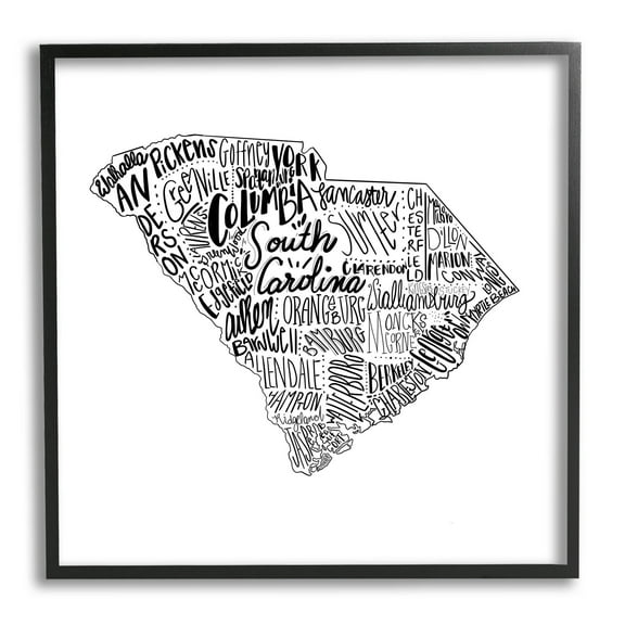 Stupell Industries South Carolina State Cities Graphic Art Black Framed Art Print Wall Art, Design by The Saturday Evening Post