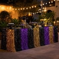 thumbnail image 6 of Halloween Wavy Foil Fringe Table Skirt, Black Purple Orange Metallic Table Curtain for Trick or Treat Dessert Table Party Decorations, 6 of 7