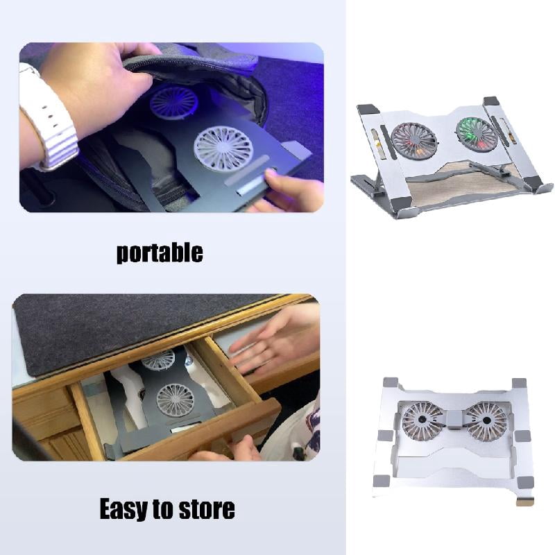 Yammee Adjustable Aluminum Laptop Stand With Cooling Fan and LED Lights For Gaming