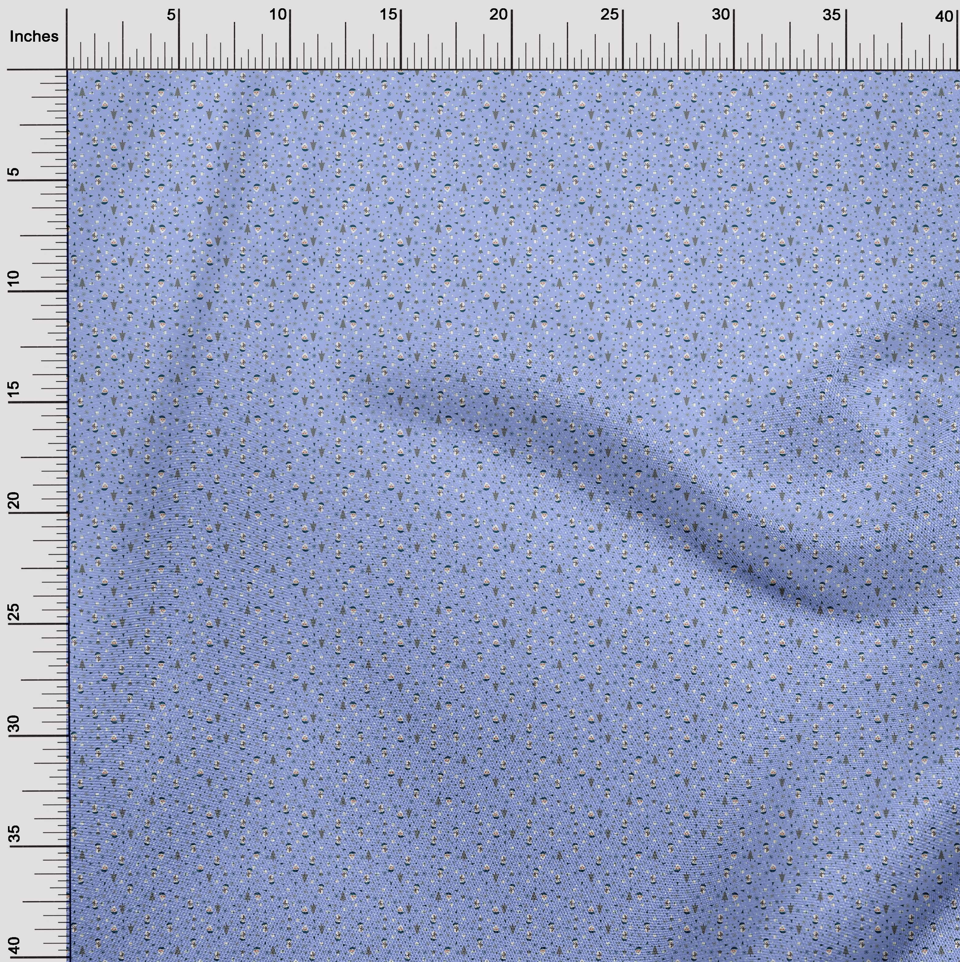 oneOone Cotton Silk Medium Blue Fabric Christmas Diy Clothing Quilting Fabric Print Fabric By Yard 42 Inch Wide