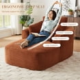 thumbnail image 6 of FFH Chaise Lounge Chair Indoor, 64.6" Oversized Modern Corduroy Sofa Couch, Comfy Sleeper Chair for Living Room, Apartment, Bedroom, Orange, 6 of 10