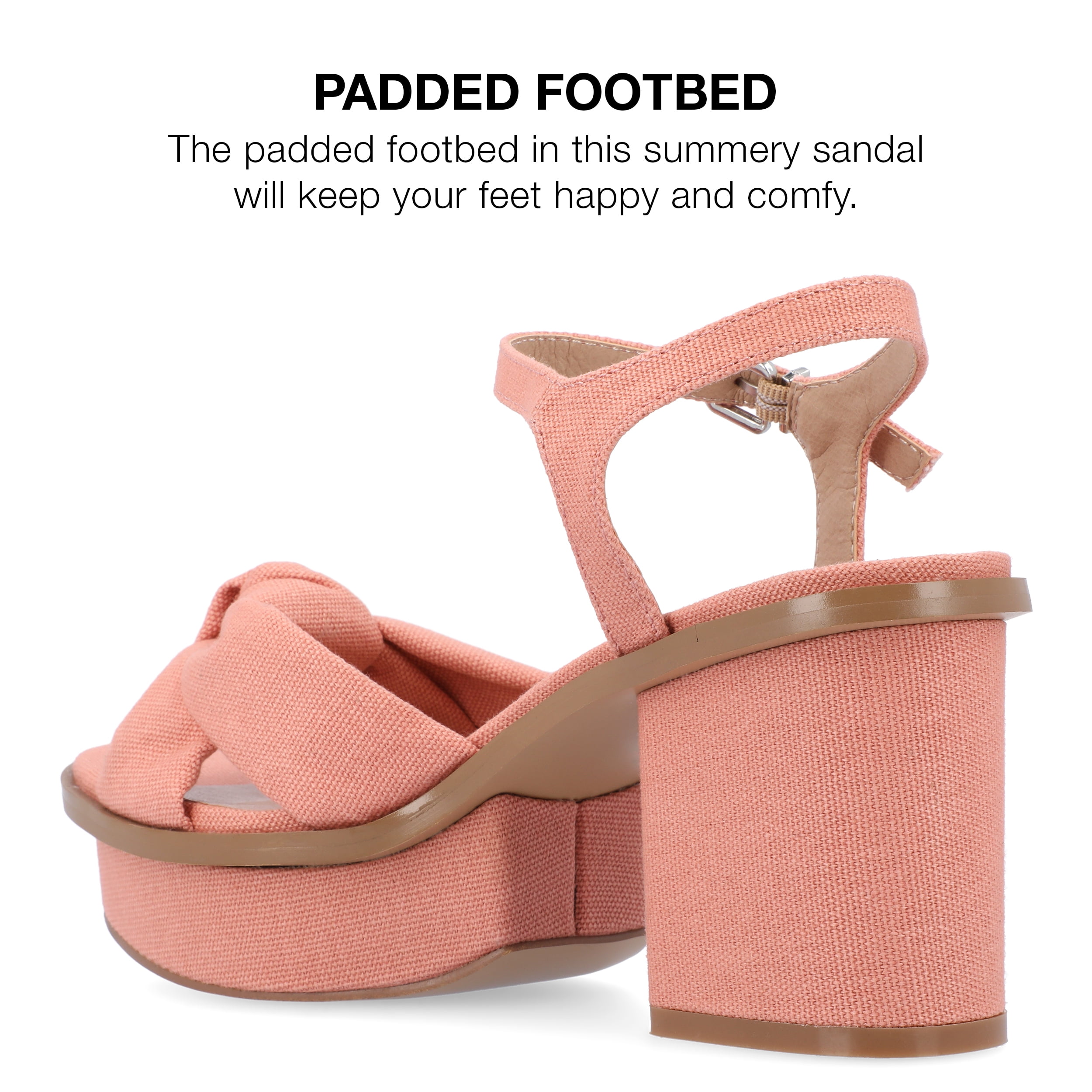 Journee Collection Womens Garner Knit Inset Platform Block Heel Sandals