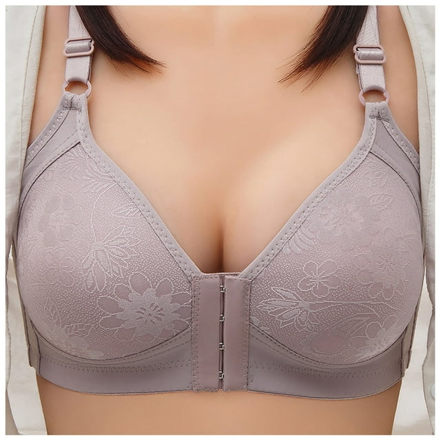 Kyusrd Front Open Bras For Women Full Coverage Wirefree Bra Button Closeure Bra For Mom Gift Nursing Underwear No Underwire Adjustable Strap V Neck Bras