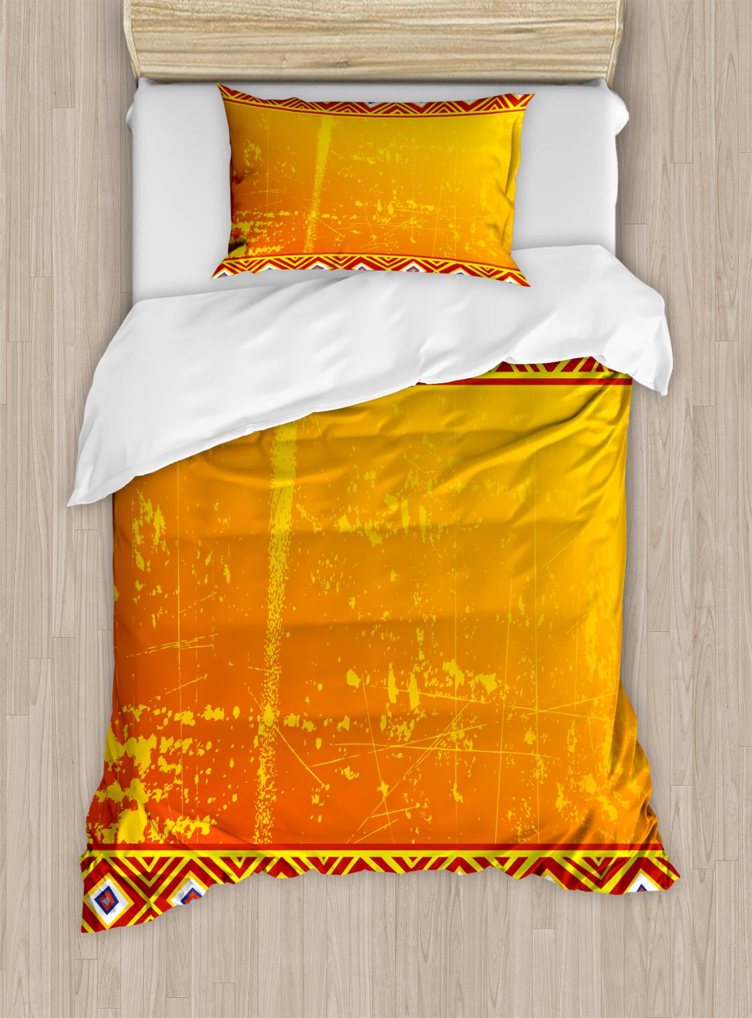 African Duvet Cover Set Tribal Theme Ethnic Grunge African Duvet Cover Set Tribal Theme Ethnic Grunge Ornaments With Geometric Pattern Print Decorative Bedding Pillow Shams