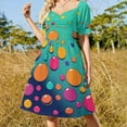 thumbnail image 4 of Colorful Dots Short Sleeved Dress Summer Dresses Birthday Dress for Women Luxury 2025 Dress Party Night, 4 of 6