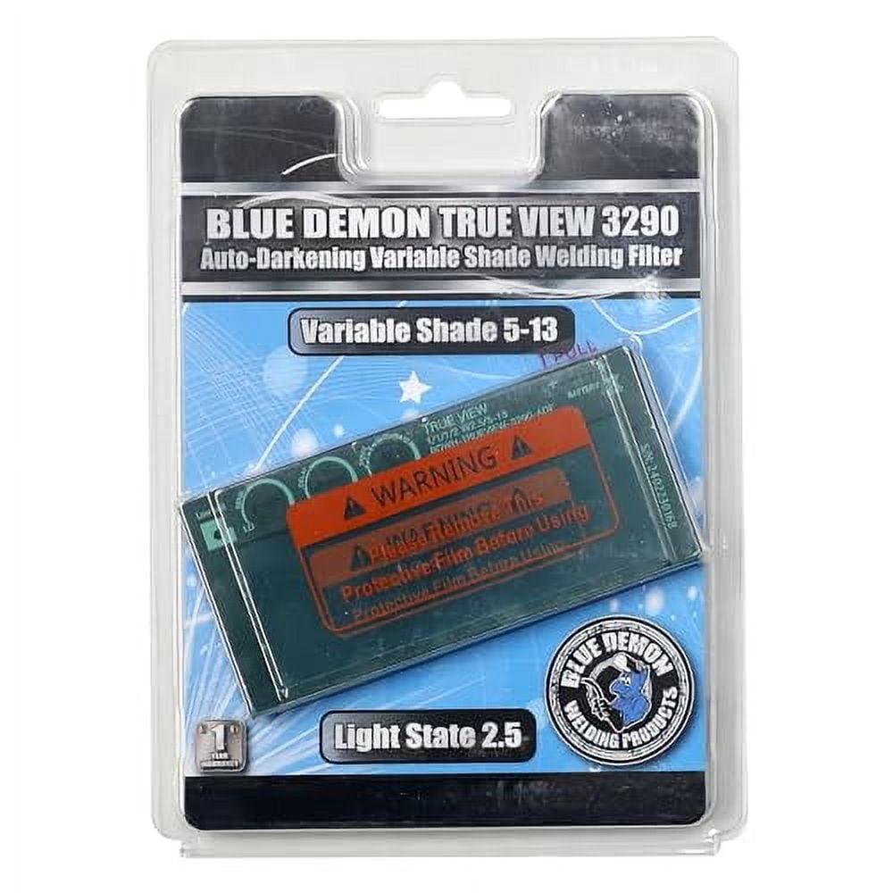 Blue Demon True View Realistic Color Auto Darkening Variable Shade Drop In Solar Powered Rechargeable Welding Hood Filter for 2 x 4.25 Inch Hoods