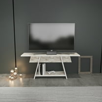 Lanca Modern Design 47'' TV Stand Console Table for Livingroom, Bedroom, Playroom accomodate up to 58'' TVs Marble White