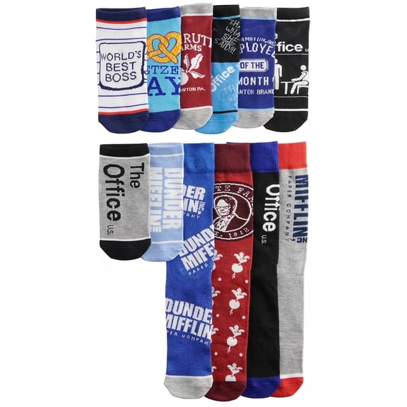 The Office 12 Days of Socks - Advent Gift Box with 12 Pairs of The Office Themed Socks