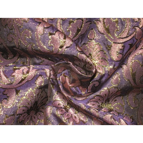 silk Brocade Fabric Light  Dark Purple  metallic bronze color 44" wide BRO132[2]