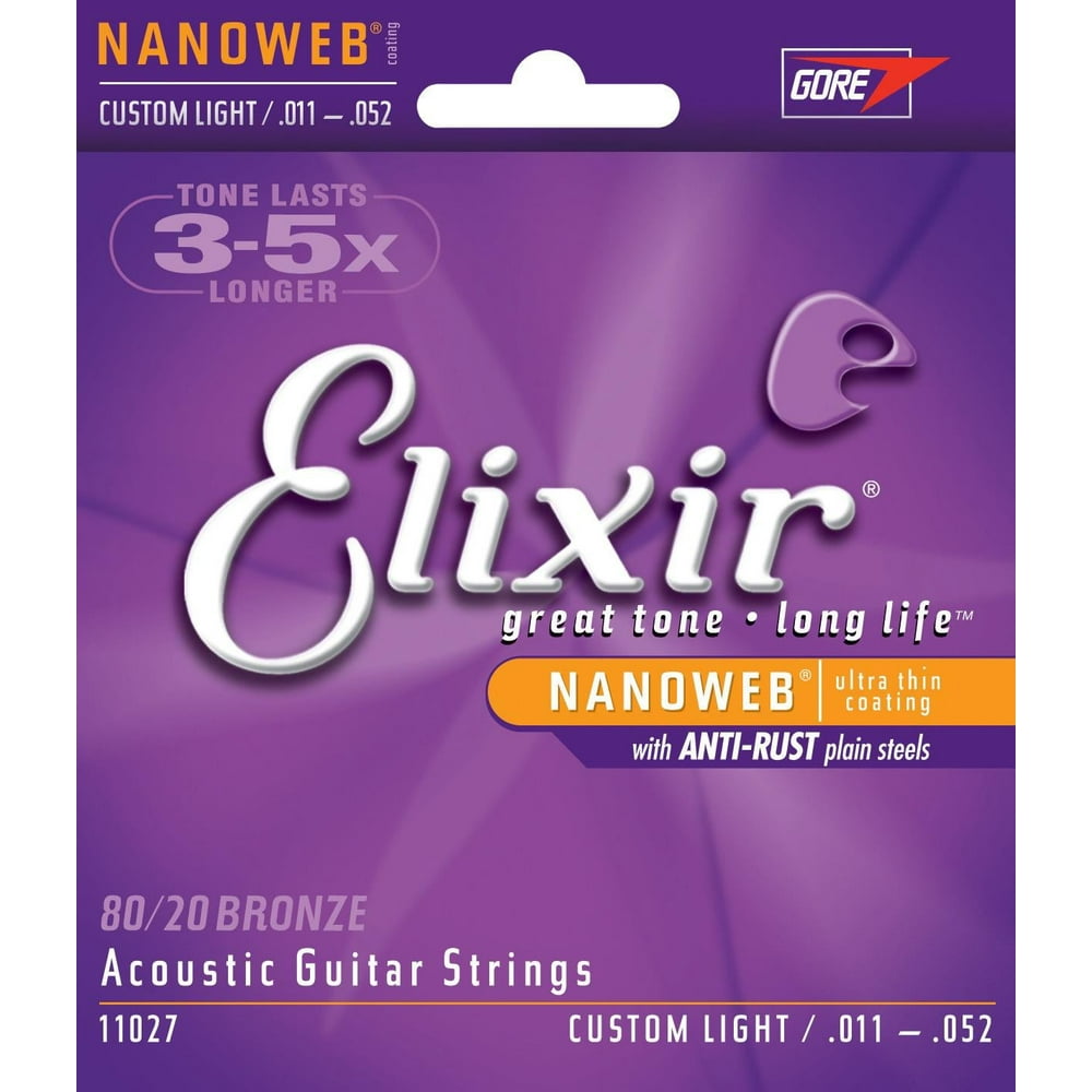 Elixir Nanoweb 80/20 Bronze Custom Light Gauge Acoustic Strings