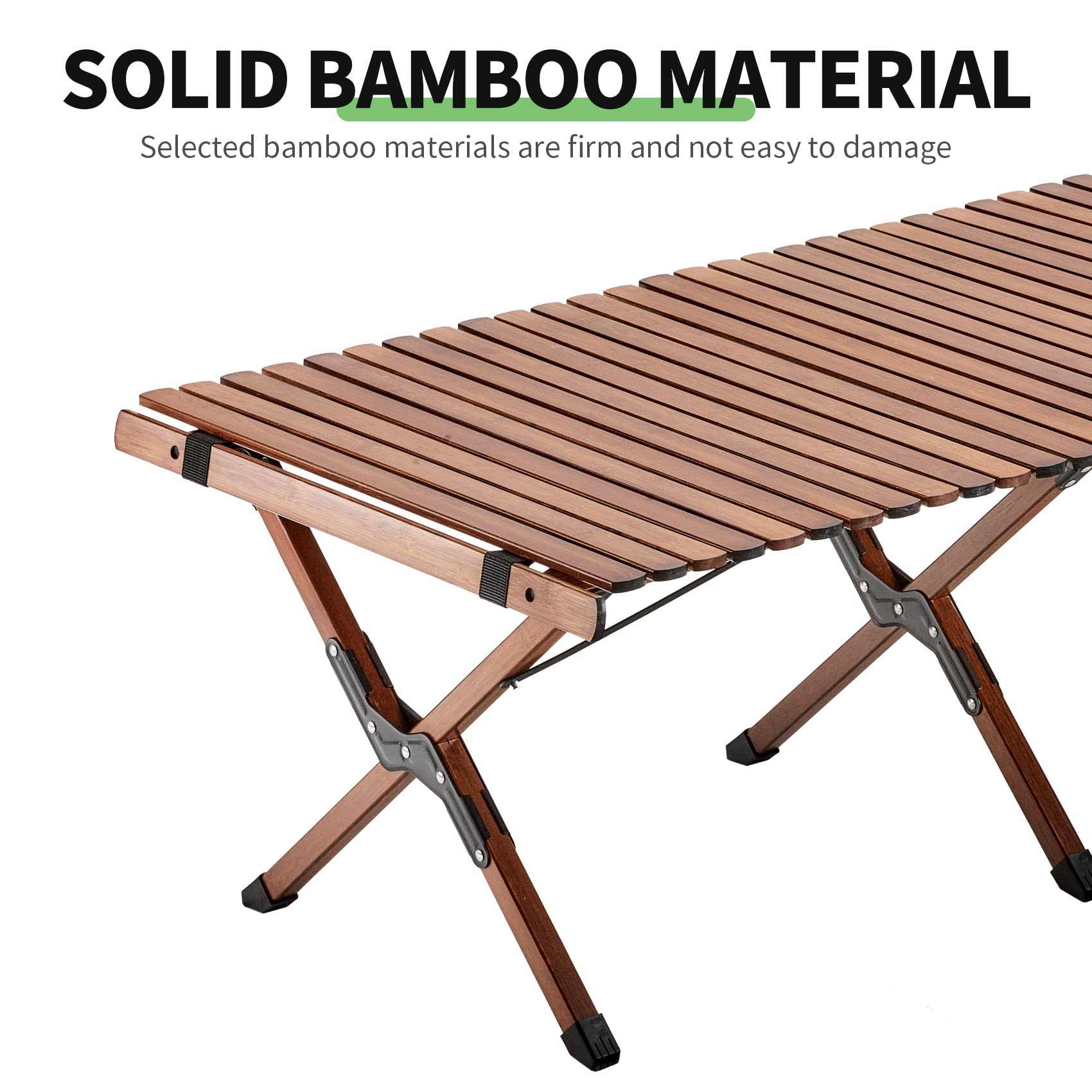 UNICOO, Bamboo Folding Picnic Table, 4 ft, Portable Indoor and