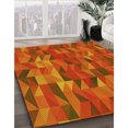 thumbnail image 3 of Ahgly Company Machine Washable Indoor Round Transitional Neon Orange Area Rugs, 3' Round, 3 of 7