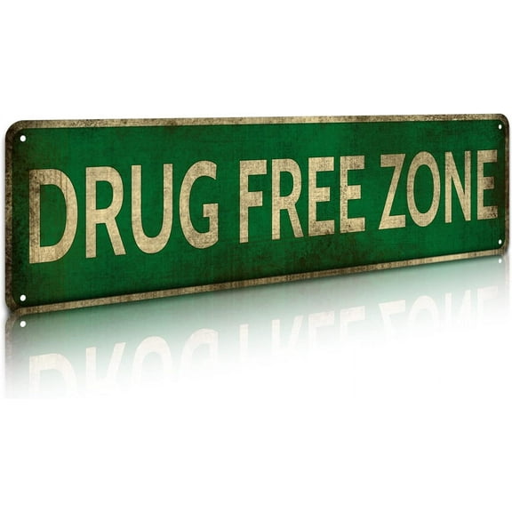 Great Tin Sign Drug Free Zone Sign Outdoor & Indoor Sign Wall Decoration 4"x16" Inch