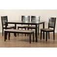 thumbnail image 3 of Baxton Studio Genesis Beige Fabric and Dark Brown Wood 6-Piece Dining Set, 3 of 13