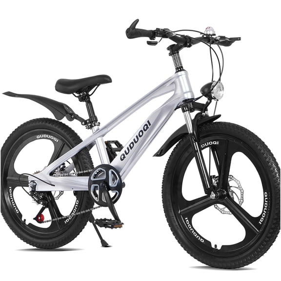 JERFIT Mountain Bike with Lightweight Alloy Frame and One-Piece Wheels, 7-Speed Drivetrain, Classic Silver