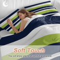 thumbnail image 4 of Green and Duvet Cover Set King Size, Dark Blue Stripe Geometric Abstract Striped 4 Piece Soft Microfiber Bedding Set with 1 Duvet Cover, 1 Flat Sheet, 2 Pillowcases, 4 of 9