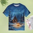 thumbnail image 4 of Christmas Snowman Snow House Women's Short Sleeve T-Shirt Crew Neck Casual Summer Trendy Loose Fit Tops, 4 of 6