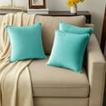 thumbnail image 3 of A1HC Set of 2 Luxurious Soft Velvet Throw Pillow Covers Only, 24"x24", Aqua Blue, Decorative Cushion Covers with Hidden YKK Zipper for Sofa or Bed, 3 of 7