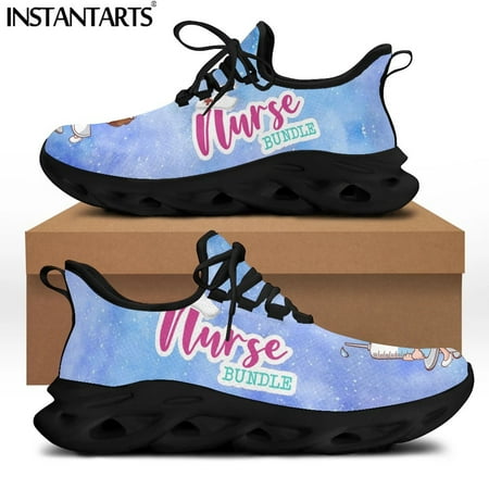 

New Style Ladies Lightweight Platform Nursing Flat Shoes Cartoon Nurse Syringe Gradient Design Women Mesh Sneakers