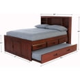 thumbnail image 5 of Discovery World Furniture - Full Size Bed Frame with Headboard Bookcase Captain Bed with 3 Drawers & Twin Trundle, Full Size Bed with Storage & Twin Trundle, Merlot, 5 of 5