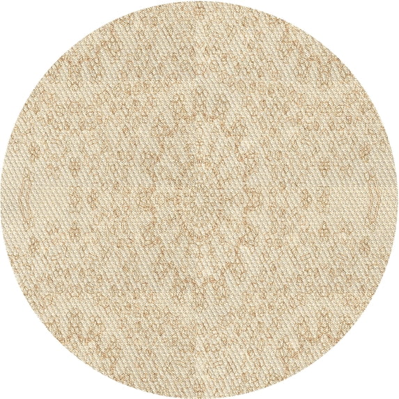 Ahgly Company Machine Washable Indoor Round Transitional Vanilla Gold Area Rugs, 4' Round