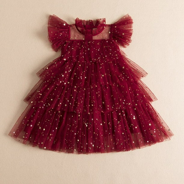 Ropa de verano para nina linda falda de hadas con estrellas de lentejuelas y arcoiris vestido de baile de malla para ninos y bebes vestido en capas vestido de princesa dulce para