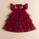 thumbnail image 1 of Verano bebé niñas princesa vestido Hada estrella lentejuelas aire malla vestido tul tutú falda para niños niña cumpleaños fiesta Casual ropa 120(5T) Gao Jinjia LED, 1 of 2
