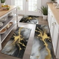 thumbnail image 2 of Black Gray Gold Marble Pattern Kitchen Rugs Sets Of 3,Kitchen Runner Rugs Non Skid Washable,Decorative Kitchen Floor Mats for Kitchen,Sink,Laundry,17"x30"+ 17"x47" + 17"x59", 2 of 6