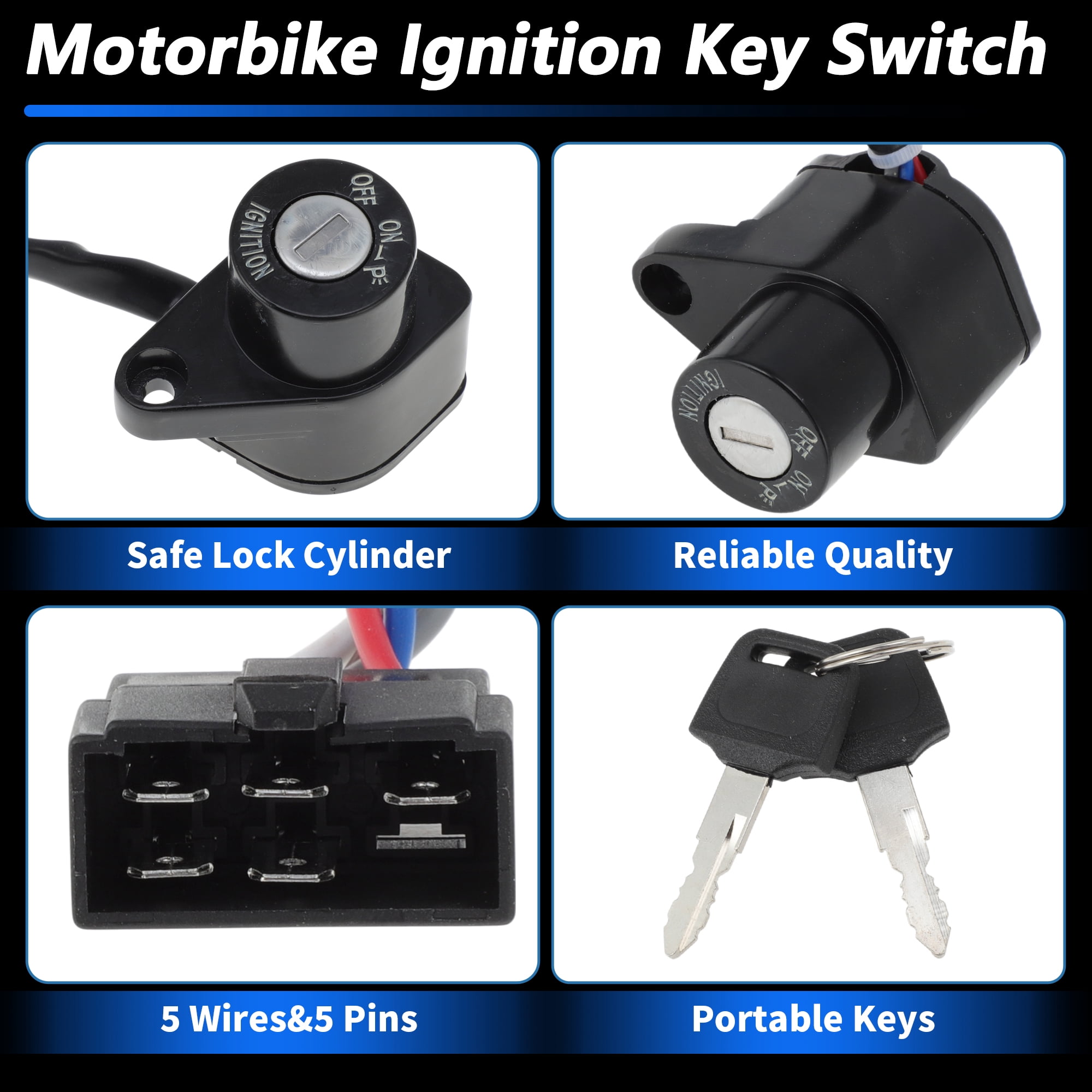 Unique Bargains Motorcycle Ignition Switch for Kawasaki EN400 EN500 VN400 270051188