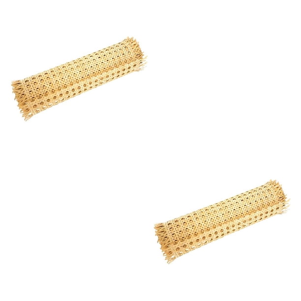 Moyic Malla de correas de ratán natural Suministros de hojas manuales de bricolaje para muebles de cestas Amarillo 40 cm 2piezas