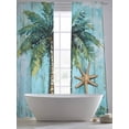 thumbnail image 5 of Coastal Blue Green Sheer Curtains 84 Inch Length 2 Panels Set, Ocean Beach Tropical Plant Starfish Voile Window Treatment Rod Pocket Curtains Sheers Drapes for Bedroom/Living Room/Kitchen 52"x84"x2, 5 of 7
