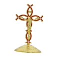thumbnail image 3 of Figura de cruz de pie, crucifijo de Jesús, estatua para repisas de sala de estar, interior Oro Rojo, 3 of 9