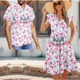 thumbnail image 2 of Garronmavis Cute Dwarf Matching Couple Outfits Valentine's Day Husban and Wife Clothing Fashion Men's Short Sleeve Beach Shirt Size XS and Midi Dress V-neck Hawaiian Dresses with Pocket, 2 of 6
