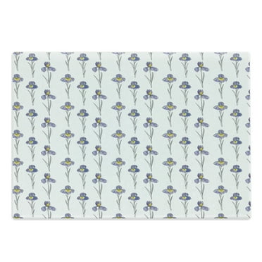 Botanical Cutting Board, Simplistic Pattern of Iris Flowers in Abstract Watercolor, Decorative Tempered Glass Cutting and Serving Board, in 3 Sizes, by Ambesonne