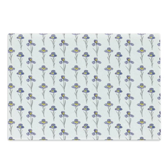 Botanical Cutting Board, Simplistic Pattern of Iris Flowers in Abstract Watercolor, Decorative Tempered Glass Cutting and Serving Board, in 3 Sizes, by Ambesonne