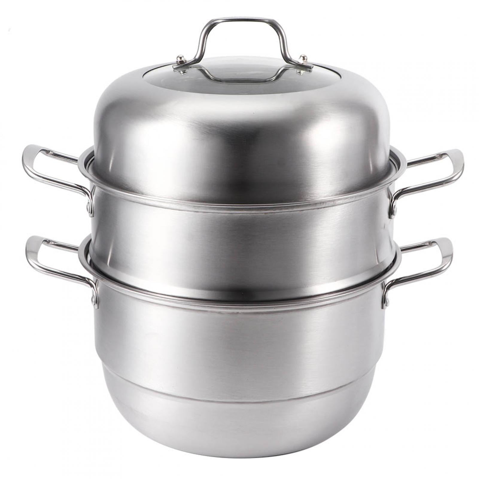 Details about   28CM 3 Tier Stainless Steamer Cooker Pot Set Pan Cook Food With Glass Lids r 