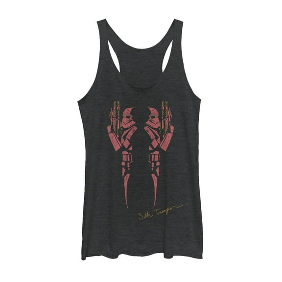 Women's Star Wars: The Rise of Skywalker Sith Trooper Inkblot  Racerback Tank Top Black Heather 2X Large