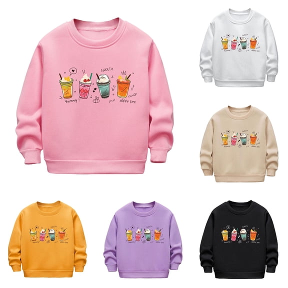 WhouRiu Girls Boys Cartoon Graphic Sweatshirts Halloween Crew Neck Pullover Kids Unisex Fall Wear