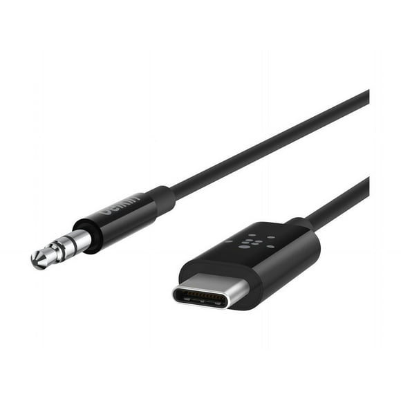 Belkin RockStar - Audio cable - 24 pin USB-C male to mini-phone stereo 3.5 mm male - 3 ft - black