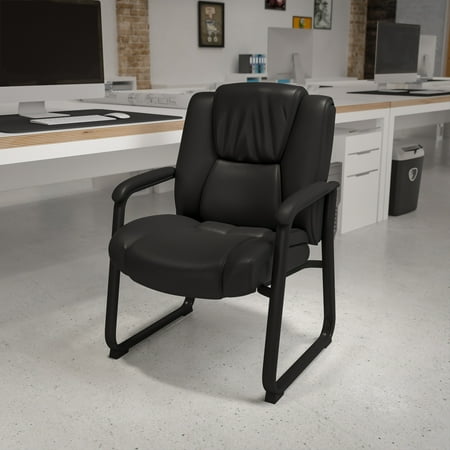 Flash Furniture - Hercules  Contemporary Leather/Faux Leather Big & Tall Side Chair - Upholstered - Black
