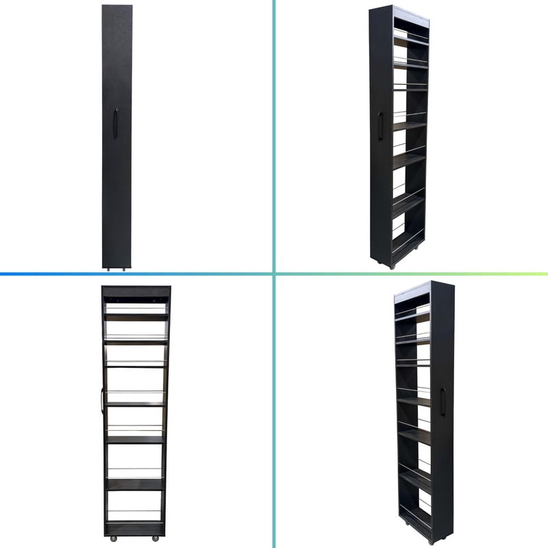 71''H 7-Tier Pull-Out Storage Shelf Cabinet with Wheels, Kitchen Rolling Storage Rack Cart for Narrow Spaces