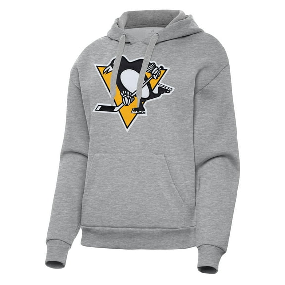 Women's Antigua Heather Gray Pittsburgh Penguins Victory Pullover Hoodie