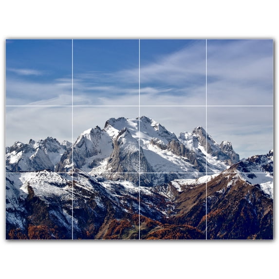 Picture-Tiles.com: Mountains Ceramic Tile Wall Mural WAL500871-43M. 24"W x 18"H using (12) 6" x 6" Ceramic Tiles-Satin Finish