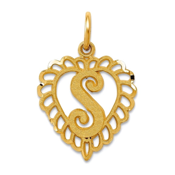15mm 10k Solid Yellow Gold Letter Name Personalized Monogram Initial S Charm Pendant Necklace for Women